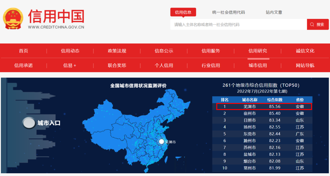 全國(guó)261個(gè)地級(jí)市中 蕪湖第一！
